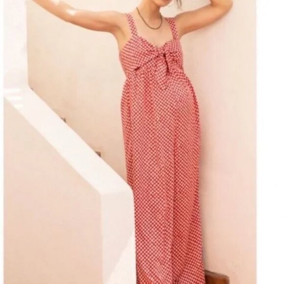 Hatch Maternity Jumpsuit Silky Floral Tie Bust Wide Leg Pockets One Size B10 - Picture 2 of 7